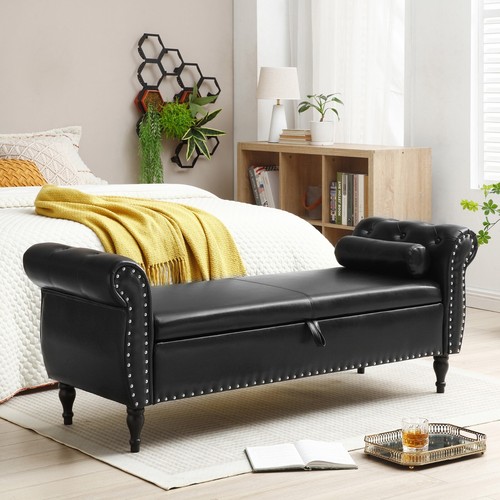 Modern faux leather end - leather, bed